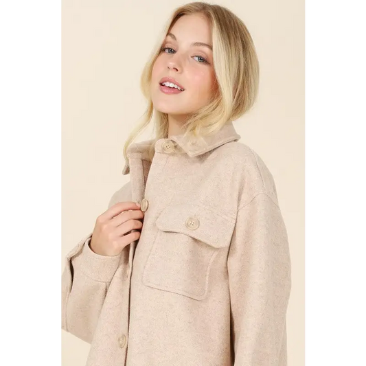 Light beige shacket with pockets Jacket