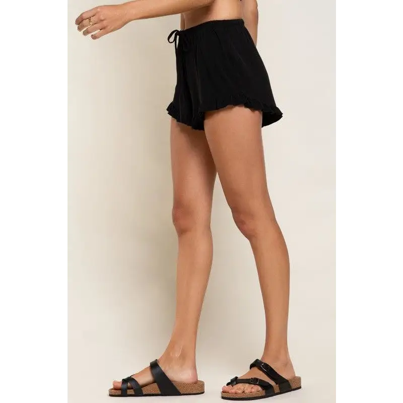 Light Weight Ruffle Trim Shorts Shorts