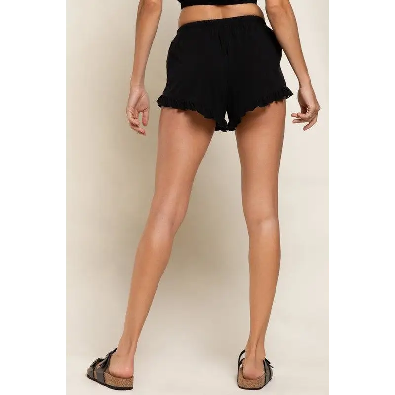 Light Weight Ruffle Trim Shorts Shorts