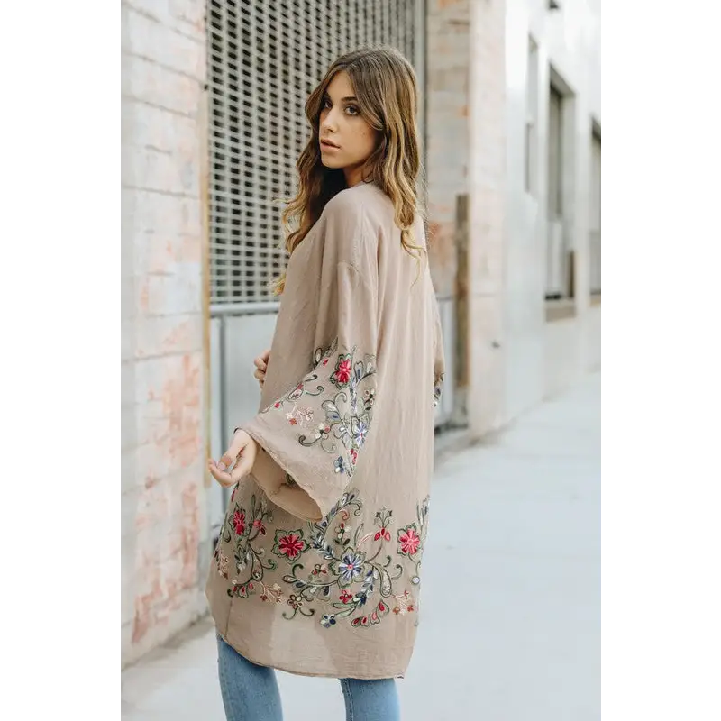 Long Floral Kimono Cardigan cardigan