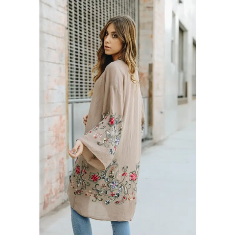 Long Floral Kimono Cardigan cardigan