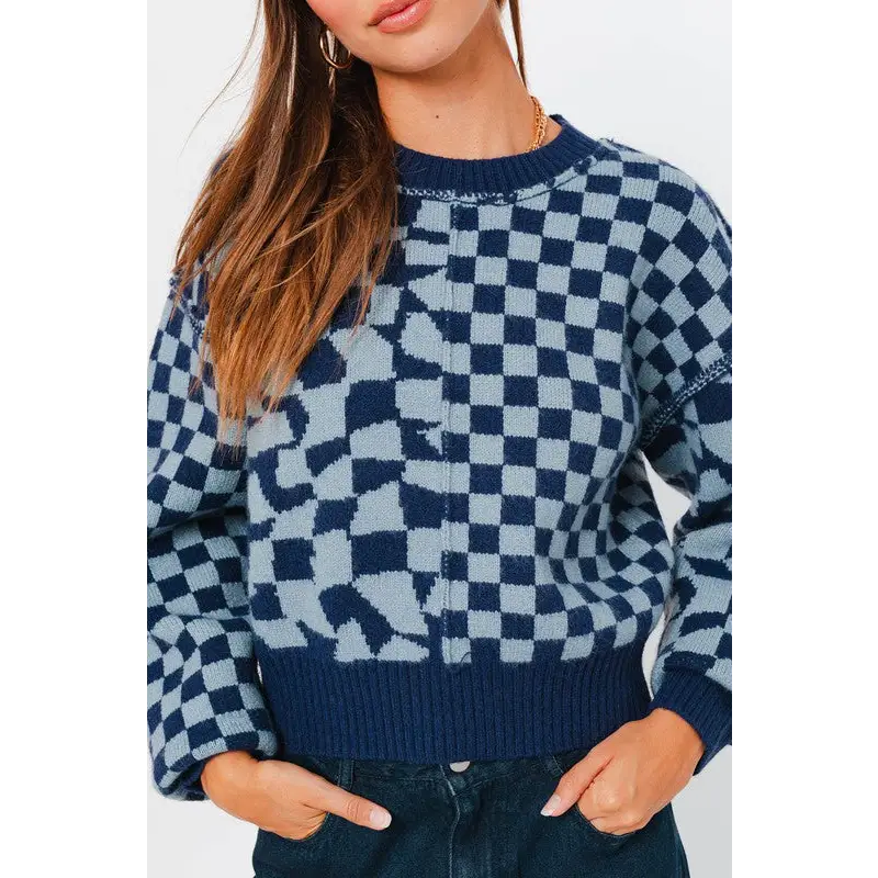 Long Sleeve Checkered Sweater Sweater