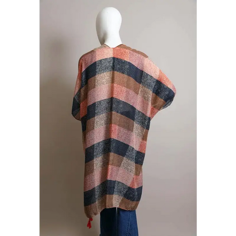 Multi Buffalo Checkered Kimono Kimono Cardigan