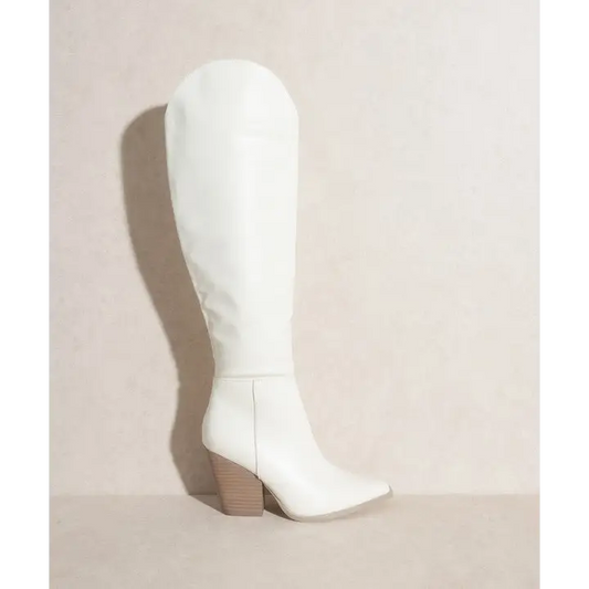 OASIS SOCIETY Clara Knee High Western Boots WHITE Boots