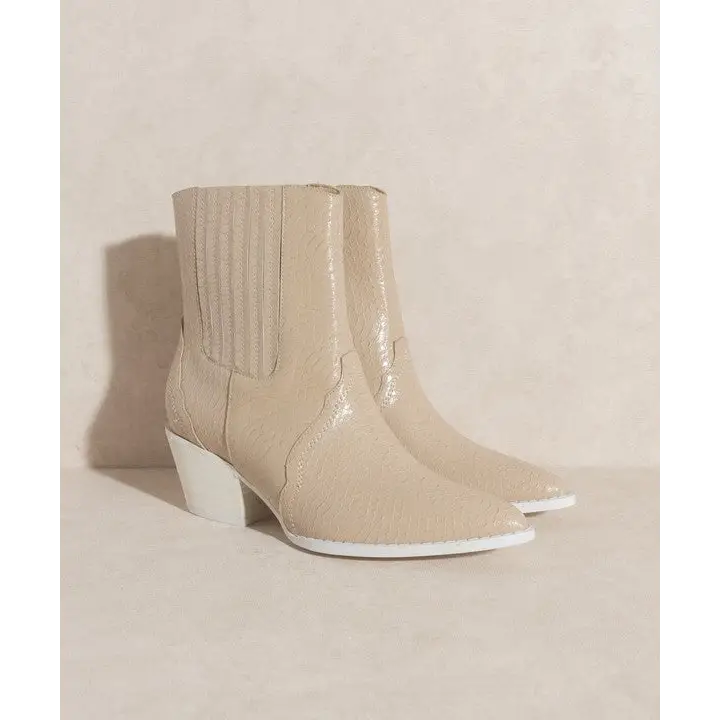 OASIS SOCIETY Dawn Paneled Western Bootie BEIGE Boots