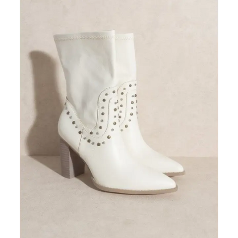 OASIS SOCIETY Paris Studded Boots WHITE boots