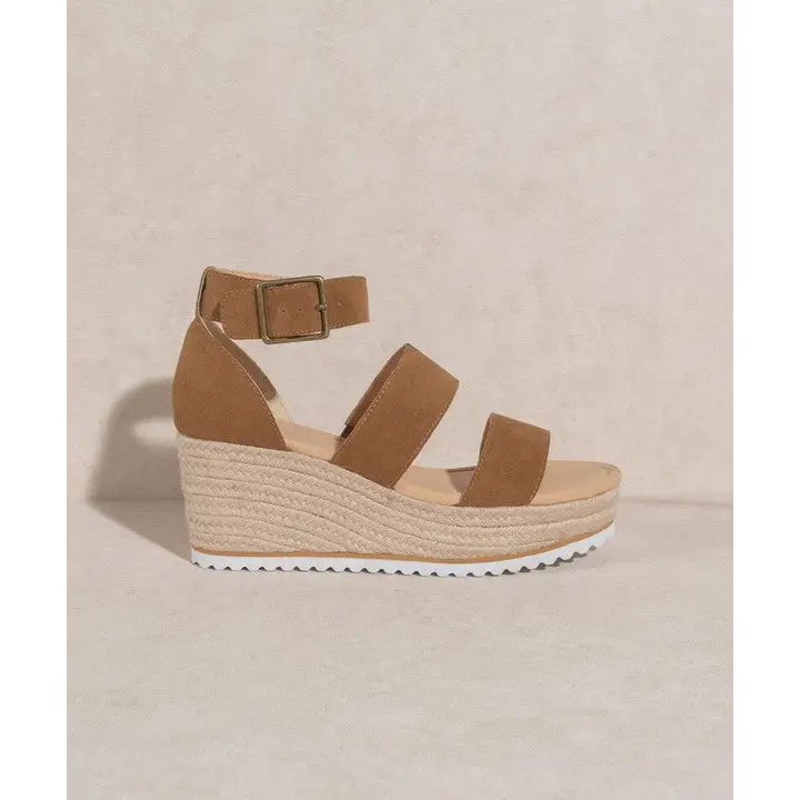 OASIS SOCIETY Slyvie Double Strap Wedge Heel CAMEL Heels