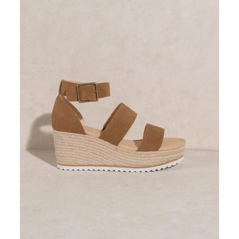 OASIS SOCIETY Slyvie Double Strap Wedge Heel CAMEL Heels