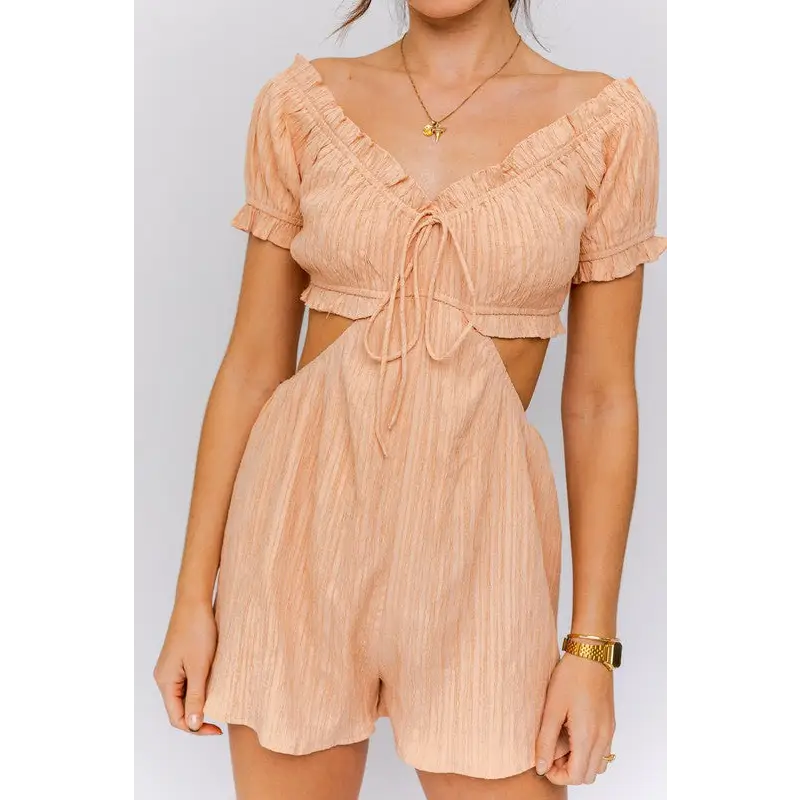 OFF SHOULDER CUTOUT ROMPER Jumpsuits and Rompers