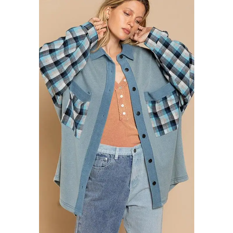 Relaxed Fit Plaid Detail Jacket Jacket