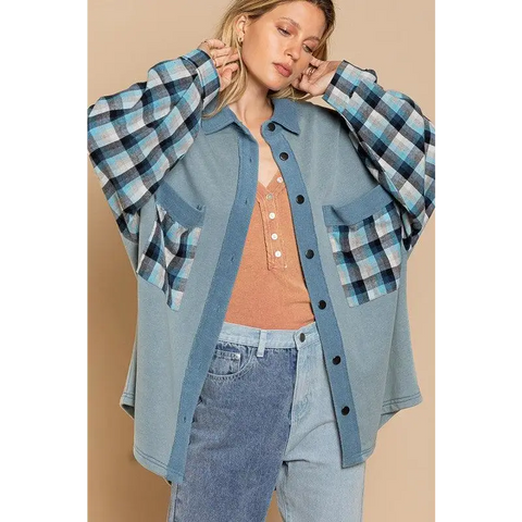 Relaxed Fit Plaid Detail Jacket Jacket