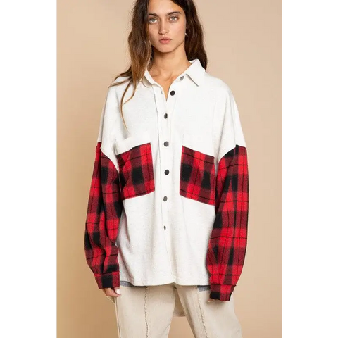 Relaxed Fit Plaid Detail Jacket Jacket