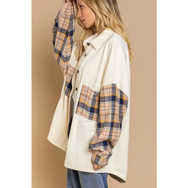 Relaxed Fit Plaid Detail Jacket Jacket