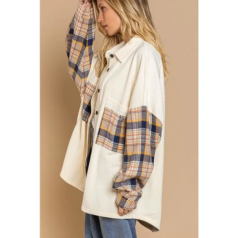 Relaxed Fit Plaid Detail Jacket Jacket