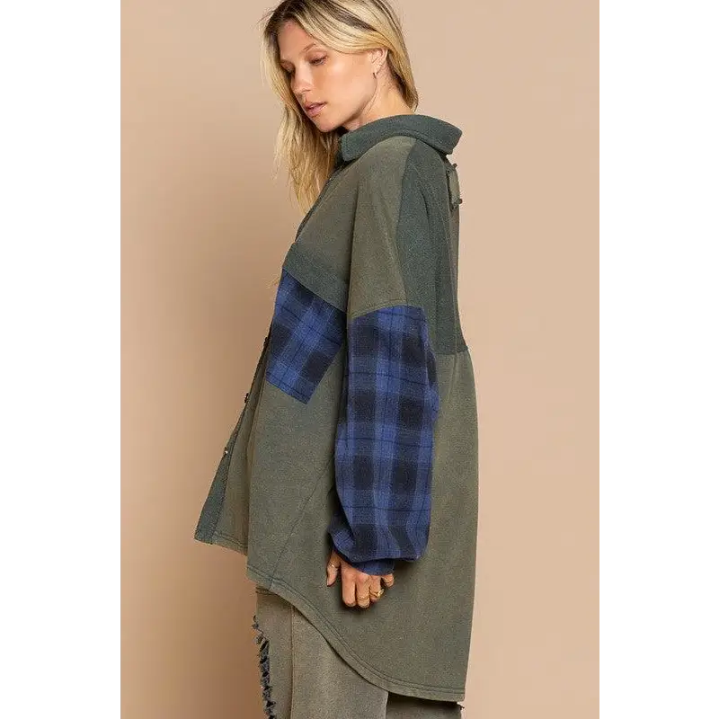 Relaxed Fit Plaid Detail Jacket Jacket