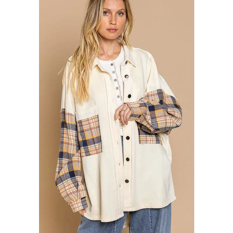 Relaxed Fit Plaid Detail Jacket Jacket