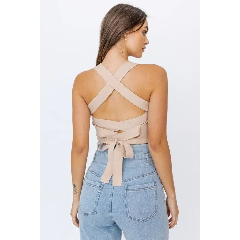 RIBBED KNIT CAMI FEATURED IN A CROPPED SILHOUETTE Tops