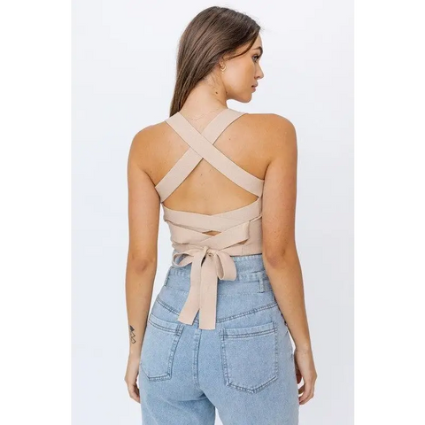 RIBBED KNIT CAMI FEATURED IN A CROPPED SILHOUETTE Tops