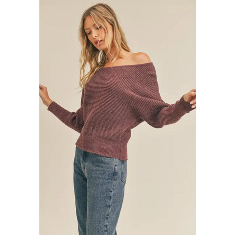 Ribbed Knit Dolman Sleeve Sweater Sweater