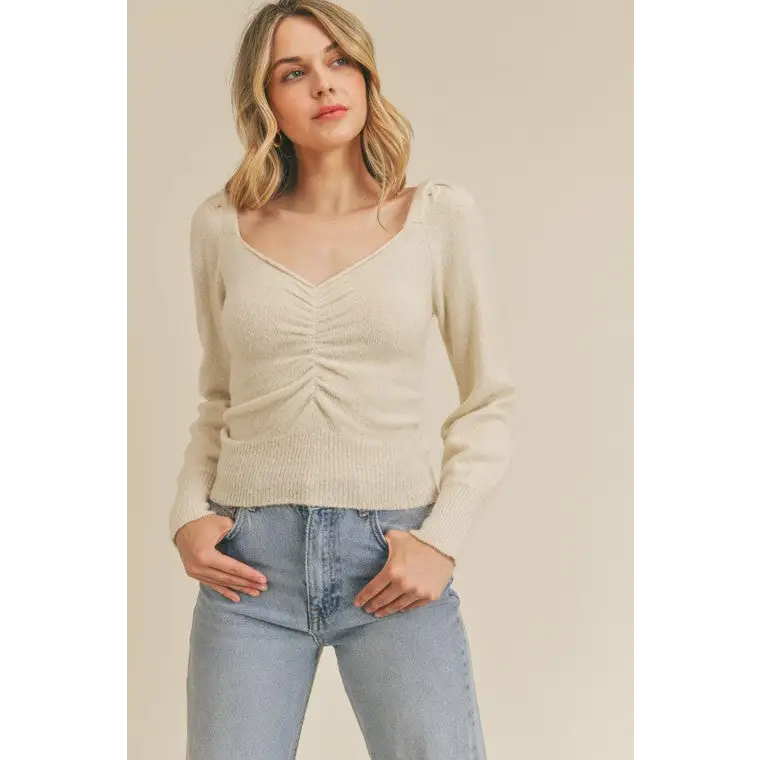 Ruched Lurex Sweater CREAM Sweater