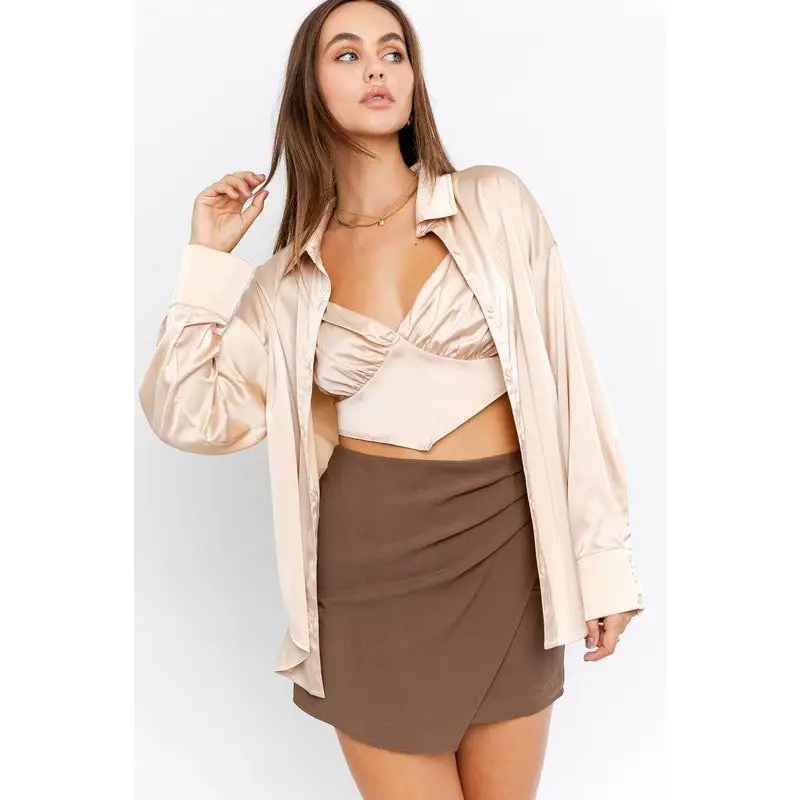 SATIN OVERSIZED SHIRT champagne Top