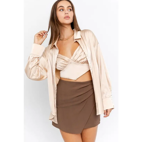 SATIN OVERSIZED SHIRT champagne Top