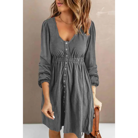 Scoop Neck Empire Waist Long Sleeve Mini Dress Dress