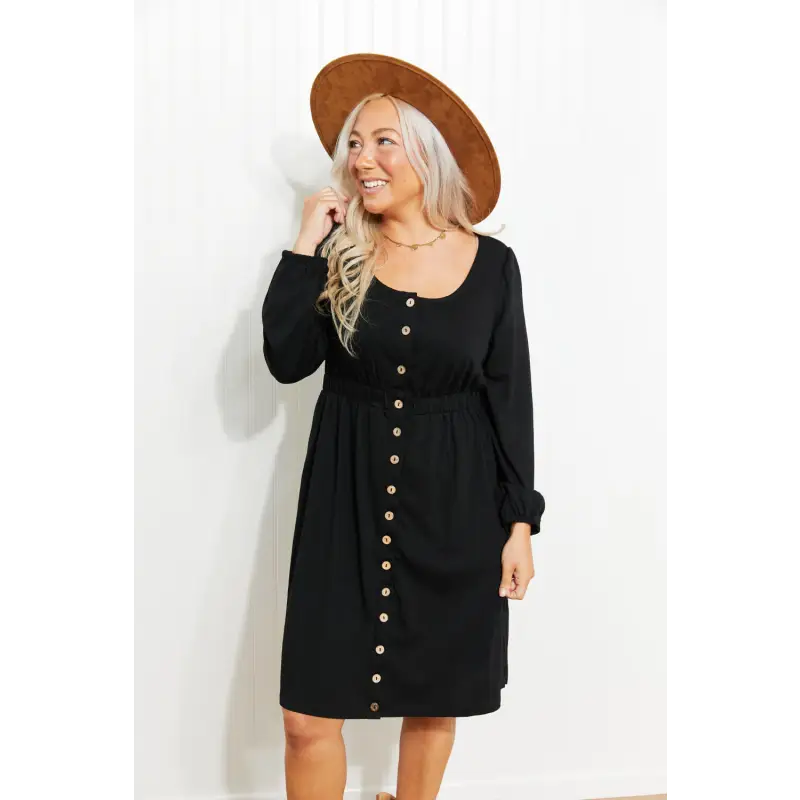 Scoop Neck Empire Waist Long Sleeve Mini Dress Dress