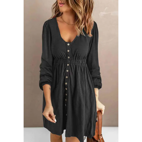 Scoop Neck Empire Waist Long Sleeve Mini Dress Dress