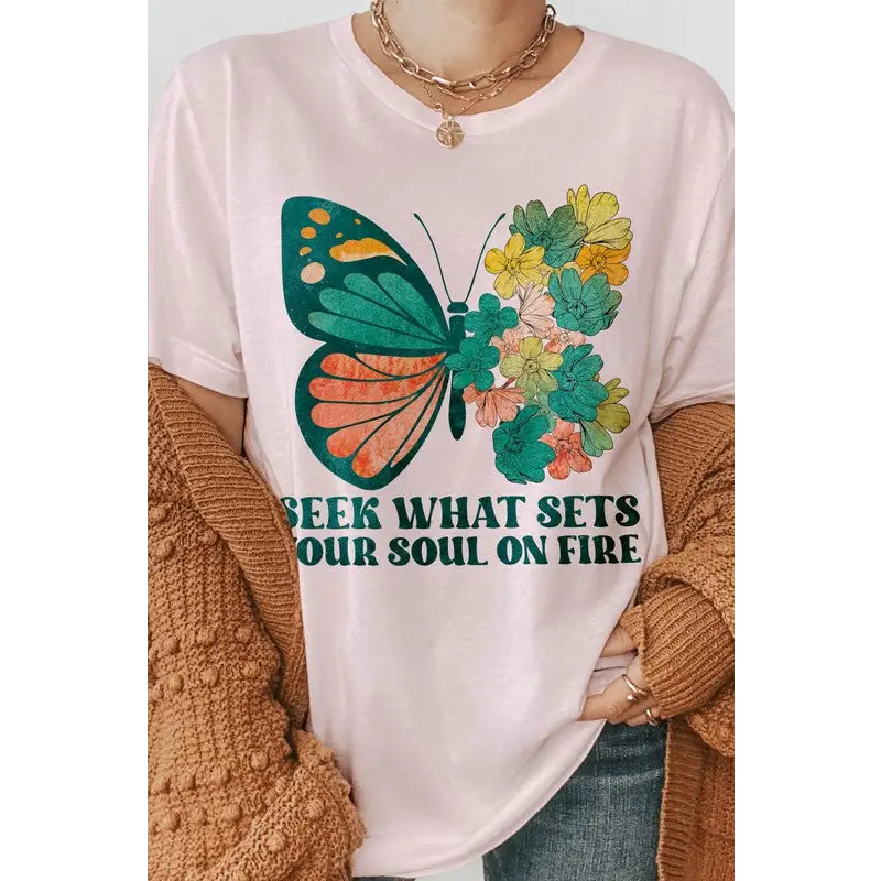 Seek What Sets Your Soul on Fire Graphic Tee Soft Pink Graphic Tee