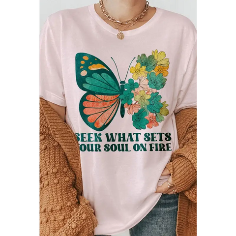 Seek What Sets Your Soul on Fire Graphic Tee Soft Pink Graphic Tee