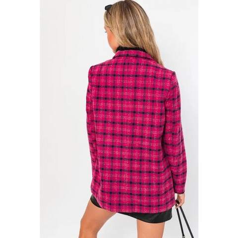 Single Button Plaid Blazer Blazer