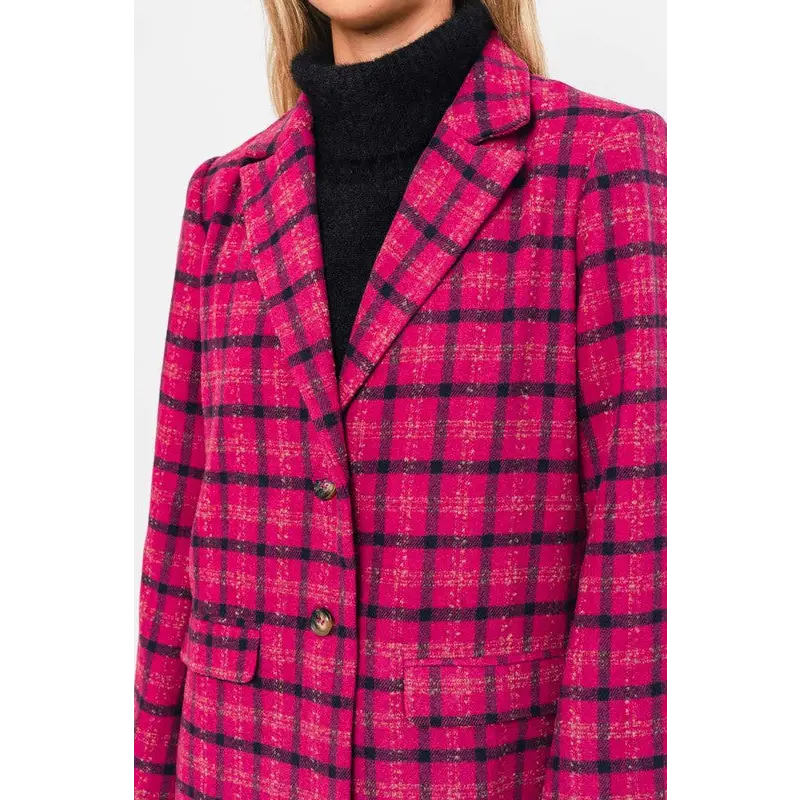 Single Button Plaid Blazer Blazer