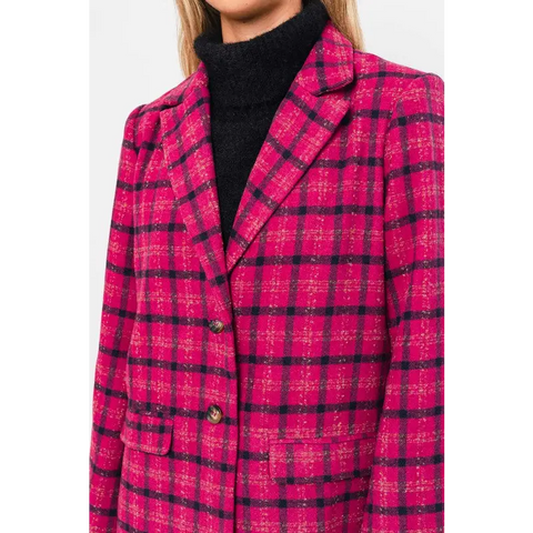 Single Button Plaid Blazer Blazer