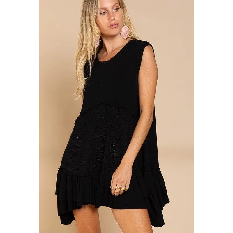 Sleeveless Ruffle Hem Dress BLACK Dress