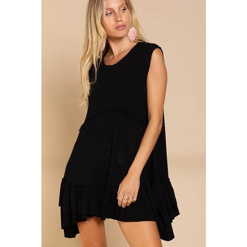 Sleeveless Ruffle Hem Dress BLACK Dress