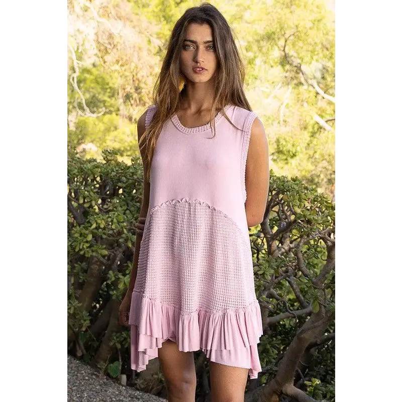 Sleeveless Ruffle Hem Dress CANDY PINK Dress