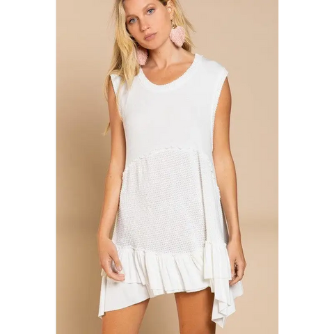 Sleeveless Ruffle Hem Dress OFF WHITE Dress