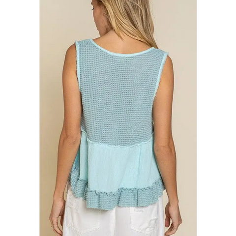 Sleeveless V-neck Mini Babydoll Tank Top Top