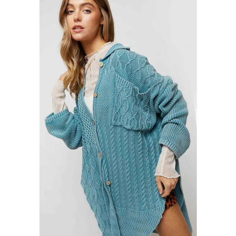 Solid Button Down Cardigan Teal cardigan