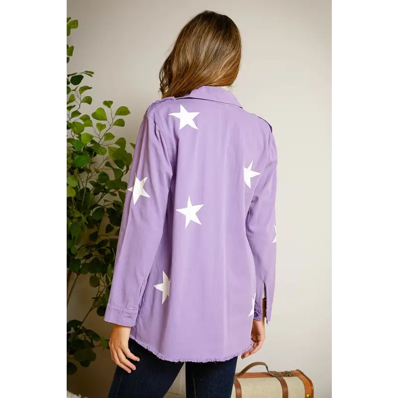 Star Printed Military Jacket Jacket