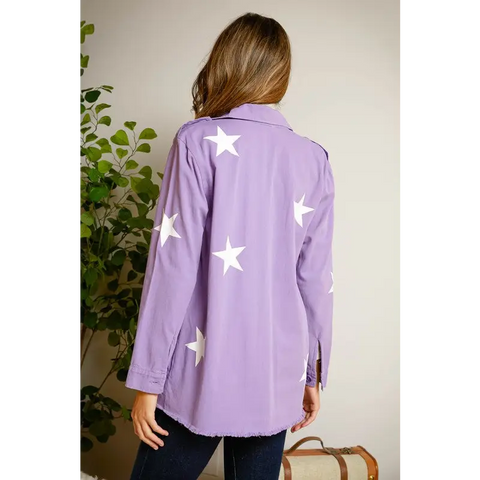 Star Printed Military Jacket Jacket