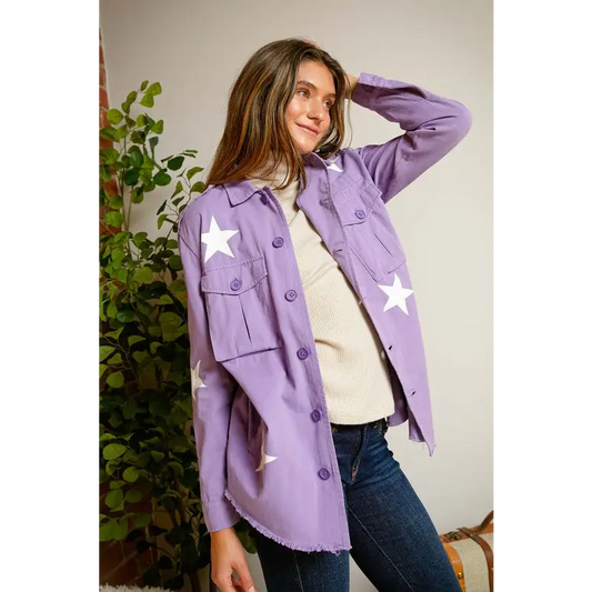 Star Printed Military Jacket Jacket