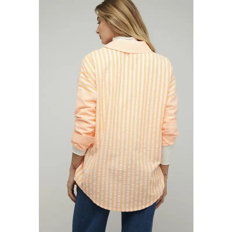 Striped Button Down Long Sleeve Shirt Top