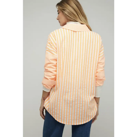 Striped Button Down Long Sleeve Shirt Top