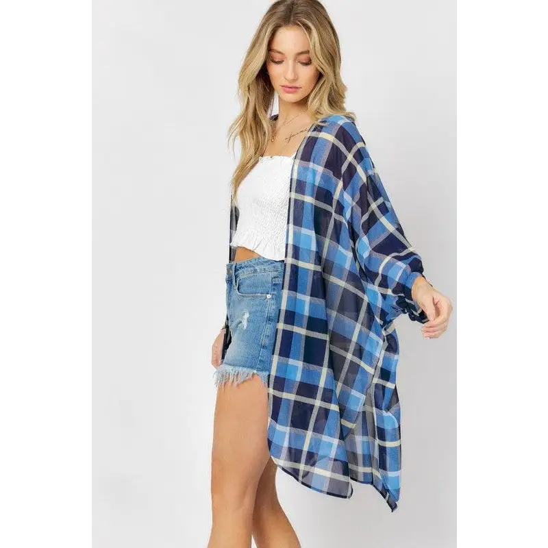 STRIPED SHORT SLEEVE KIMONO CARDIGAN Kimono Cardigan