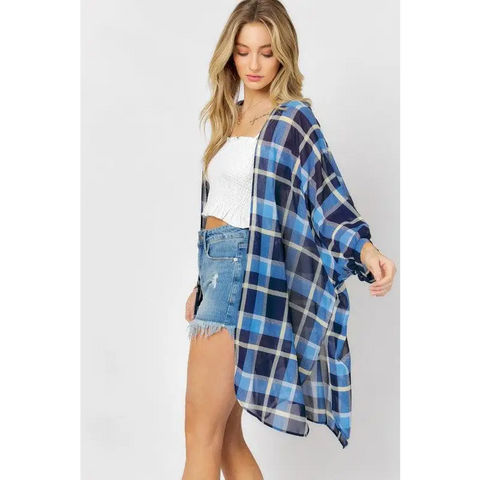 STRIPED SHORT SLEEVE KIMONO CARDIGAN Kimono Cardigan