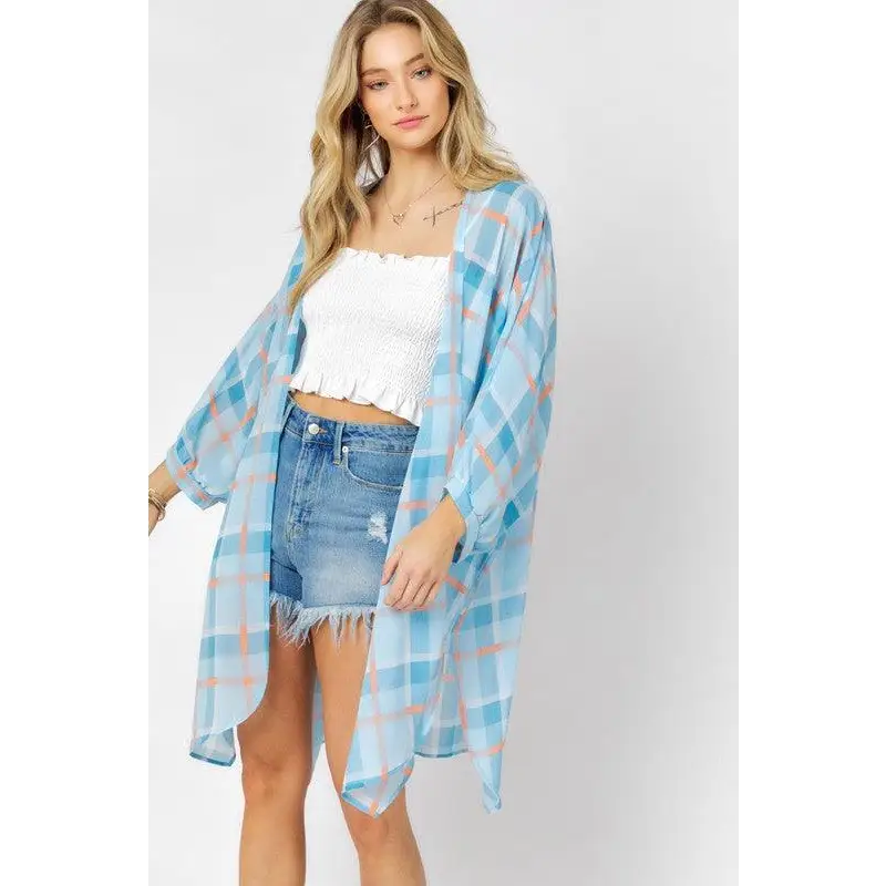 STRIPED SHORT SLEEVE KIMONO CARDIGAN Kimono Cardigan