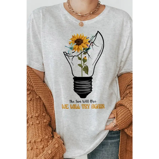 The Sun Will Rise, Sunflower Graphic Tee Ash L Graphic Tee