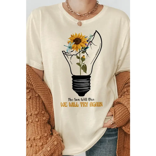 The Sun Will Rise, Sunflower Graphic Tee Natural M Graphic Tee